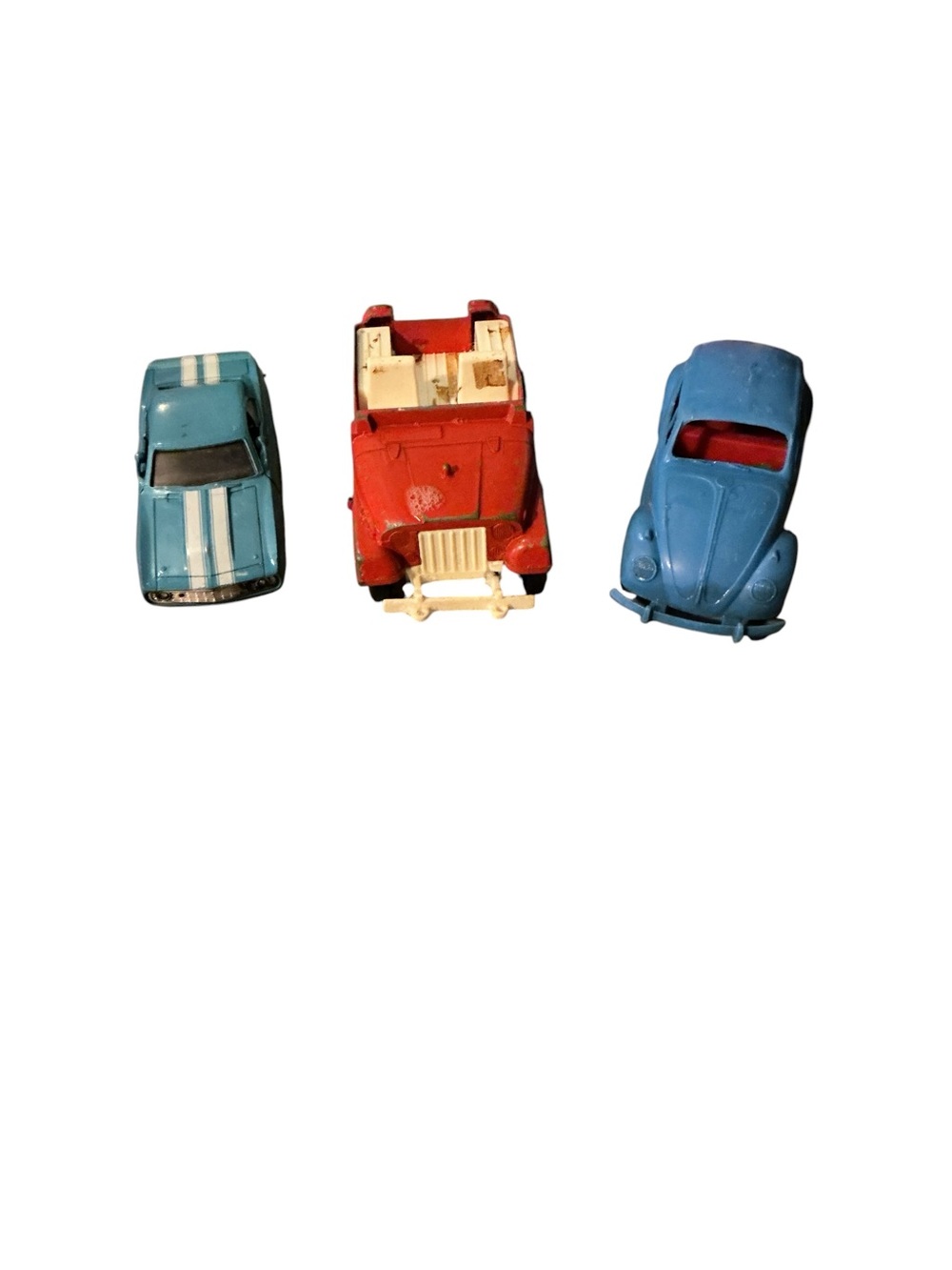 Retro Metal Toy Car Trio - Blue and Red Play Vehicles